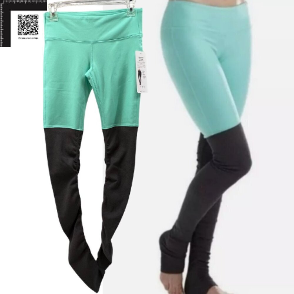 Small NWT - Alo Goddess Ribbed Leggings - Teal and Grey